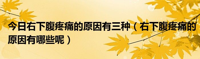 今日右下腹疼痛的原因有三种(右下腹疼痛的原因有哪些呢)