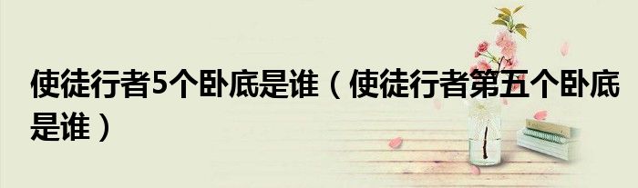 使徒行者5个卧底是谁(使徒行者第五个卧底是谁)