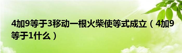 4加9等于3移动一根火柴使等式成立(4加9等于1什么)