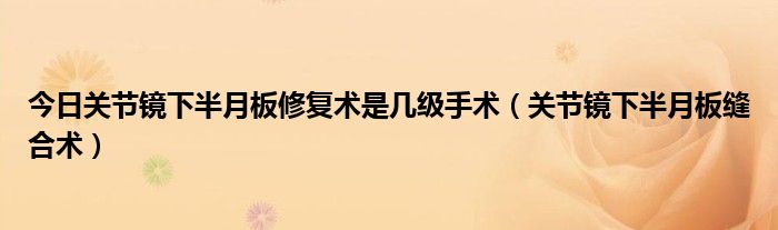 今日关节镜下半月板修复术是几级手术(关节镜下半月板缝合术)