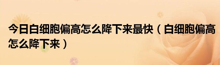 今日白细胞偏高怎么降下来最快(白细胞偏高怎么降下来)