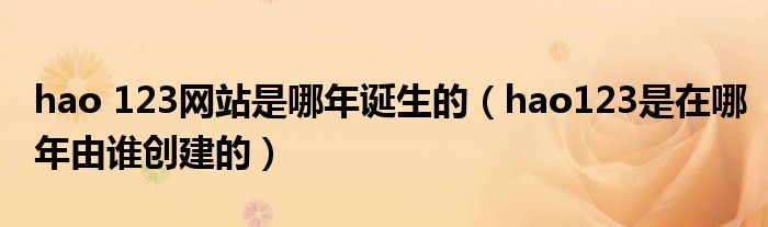 hao 123网站是哪年诞生的(hao123是在哪年由谁创建的)