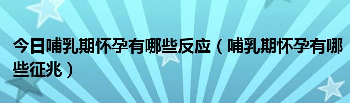 今日哺乳期怀孕有哪些反应(哺乳期怀孕有哪些征兆)
