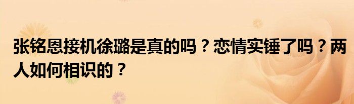 张铭恩接机徐璐是真的吗？恋情实锤了吗？两人如何相识的？