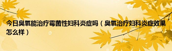 今日臭氧能治疗霉菌性妇科炎症吗(臭氧治疗妇科炎症效果怎么样)
