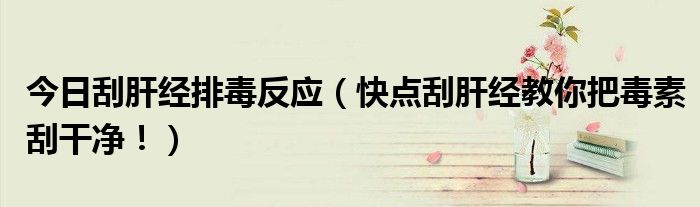 今日刮肝经排毒反应(快点刮肝经教你把毒素刮干净!)