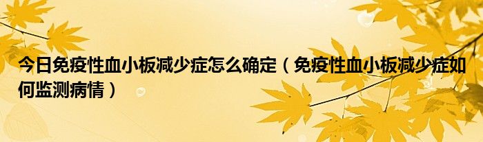 今日免疫性血小板减少症怎么确定(免疫性血小板减少症如何监测病情)