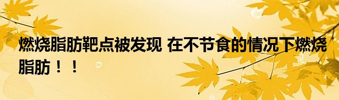 燃烧脂肪靶点被发现 在不节食的情况下燃烧脂肪!!