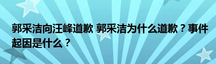 郭采洁向汪峰道歉 郭采洁为什么道歉?事件起因是什么?