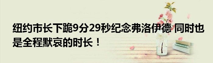 纽约市长下跪9分29秒纪念弗洛伊德 同时也是全程默哀的时长!