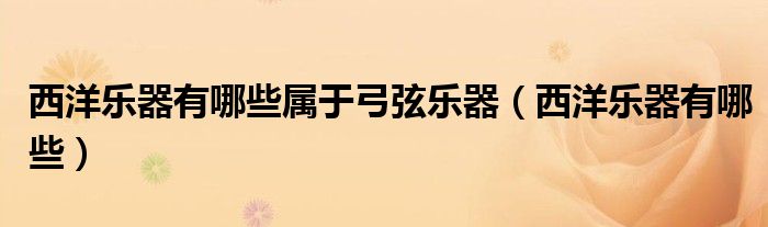 西洋乐器有哪些属于弓弦乐器(西洋乐器有哪些)