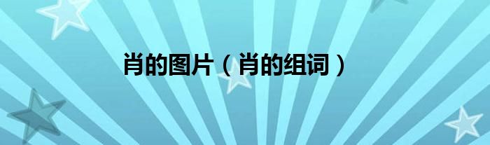 肖的图片（肖的组词）