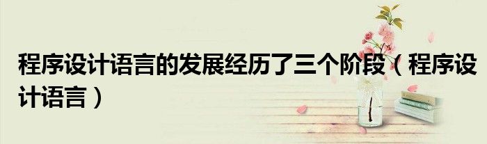 程序设计语言的发展经历了三个阶段(程序设计语言)