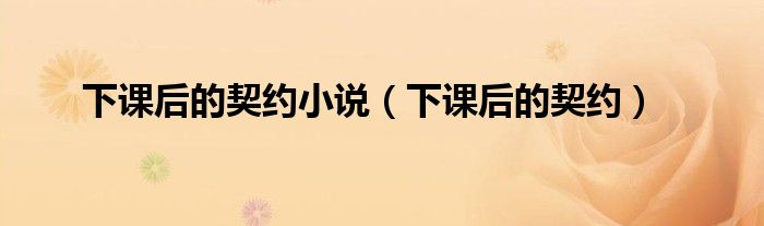 下课后的契约小说(下课后的契约)
