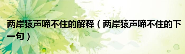两岸猿声啼不住的解释(两岸猿声啼不住的下一句)