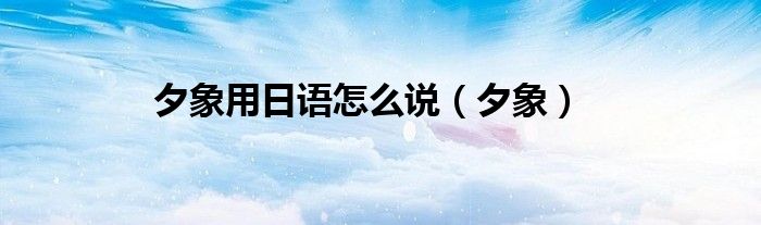 夕象用日语怎么说（夕象）