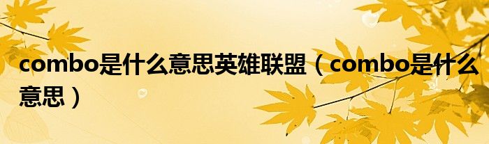 combo是什么意思英雄联盟(combo是什么意思)