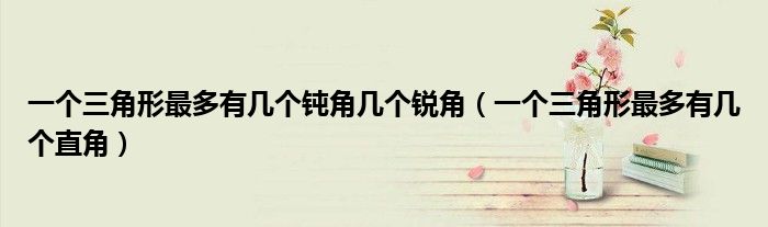 一个三角形最多有几个钝角几个锐角(一个三角形最多有几个直角)