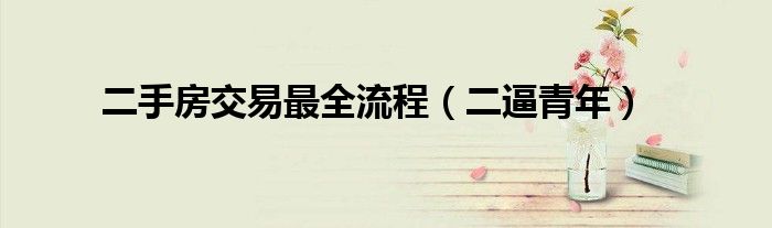 二手房交易最全流程(二逼青年)