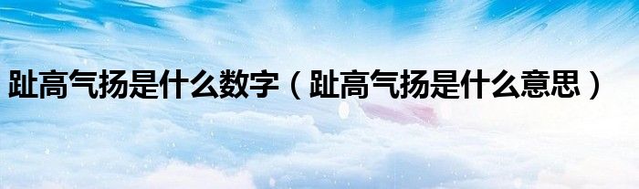 趾高气扬是什么数字(趾高气扬是什么意思)