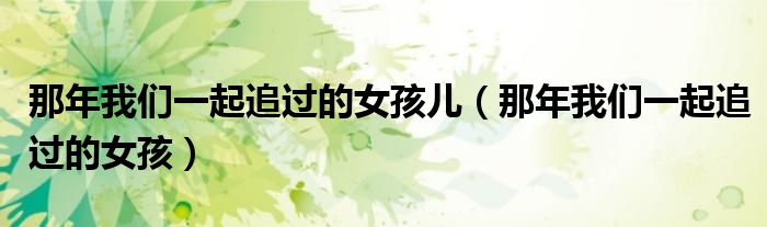 那年我们一起追过的女孩儿（那年我们一起追过的女孩）