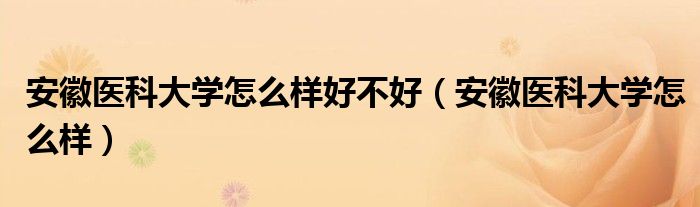 安徽医科大学怎么样好不好（安徽医科大学怎么样）