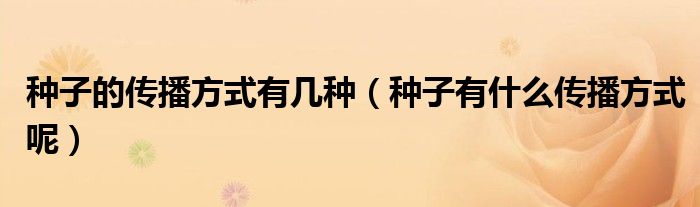 种子的传播方式有几种(种子有什么传播方式呢)