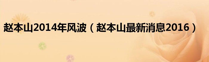 赵本山2014年风波（赵本山最新消息2016）