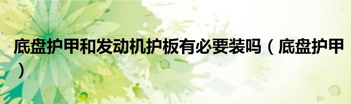 底盘护甲和发动机护板有必要装吗（底盘护甲）