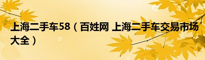 上海二手车58(百姓网 上海二手车交易市场大全)