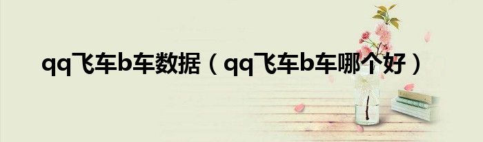 qq飞车b车数据(qq飞车b车哪个好)