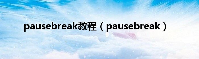 pausebreak教程(pausebreak)