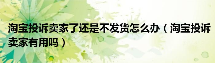 淘宝投诉卖家了还是不发货怎么办(淘宝投诉卖家有用吗)