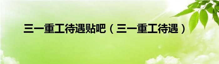 三一重工待遇贴吧（三一重工待遇）
