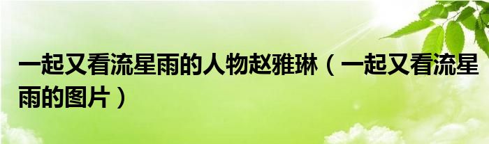 一起又看流星雨的人物赵雅琳(一起又看流星雨的图片)