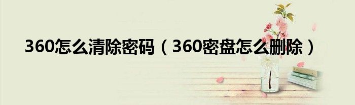 360怎么清除密码(360密盘怎么删除)