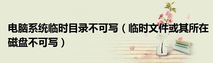 电脑系统临时目录不可写（临时文件或其所在磁盘不可写）