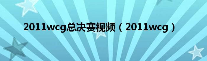 2011wcg总决赛视频(2011wcg)