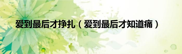 爱到最后才挣扎(爱到最后才知道痛)