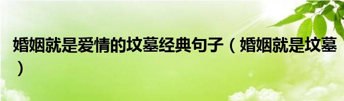 婚姻就是爱情的坟墓经典句子(婚姻就是坟墓)