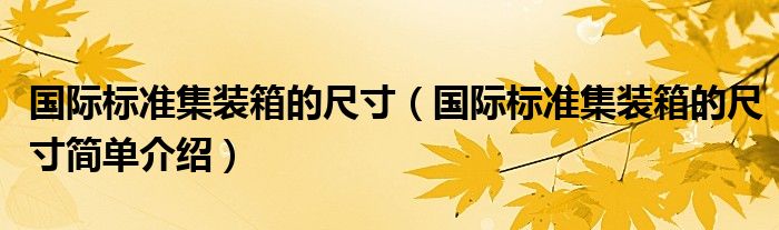 国际标准集装箱的尺寸(国际标准集装箱的尺寸简单介绍)