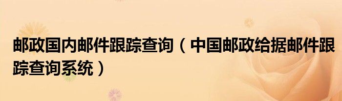 邮政国内邮件跟踪查询(中国邮政给据邮件跟踪查询系统)