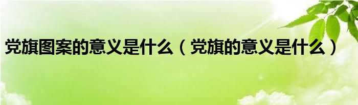 党旗图案的意义是什么(党旗的意义是什么)