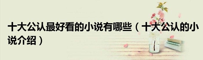 十大公认最好看的小说有哪些(十大公认的小说介绍)