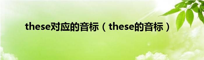 these对应的音标(these的音标)
