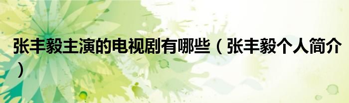 张丰毅主演的电视剧有哪些(张丰毅个人简介)