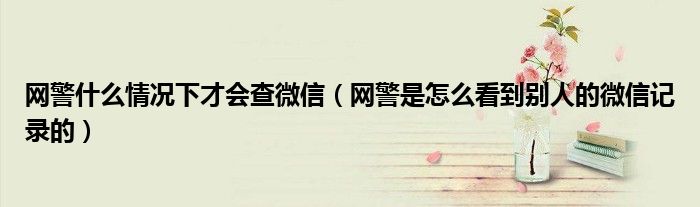 网警什么情况下才会查微信(网警是怎么看到别人的微信记录的)
