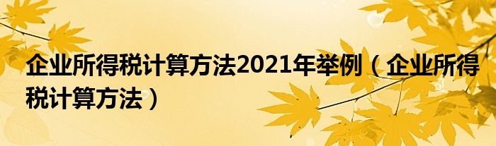 企业所得税计算方法2021年举例(企业所得税计算方法)