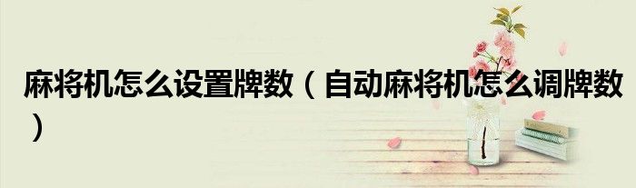 麻将机怎么设置牌数(自动麻将机怎么调牌数)