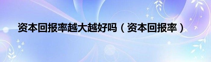 资本回报率越大越好吗(资本回报率)